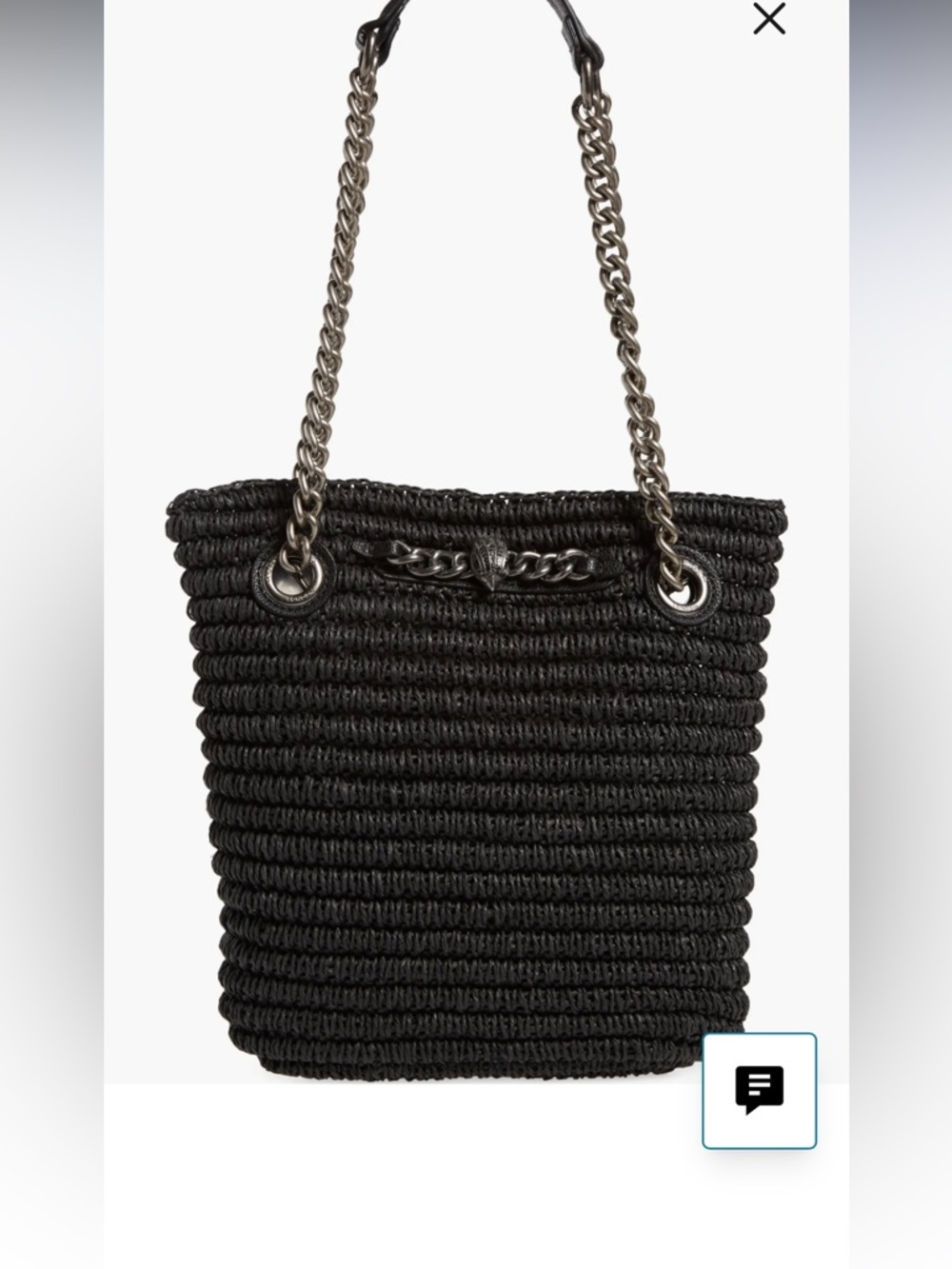 Kurt Geiger Black Woven Crossbody with Gunmetal Chain Detail